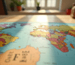 Carte du monde avec noms de pays commençant par F