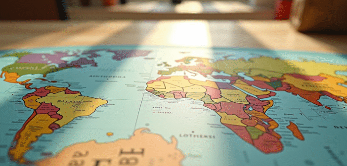 Carte du monde avec noms de pays commençant par F