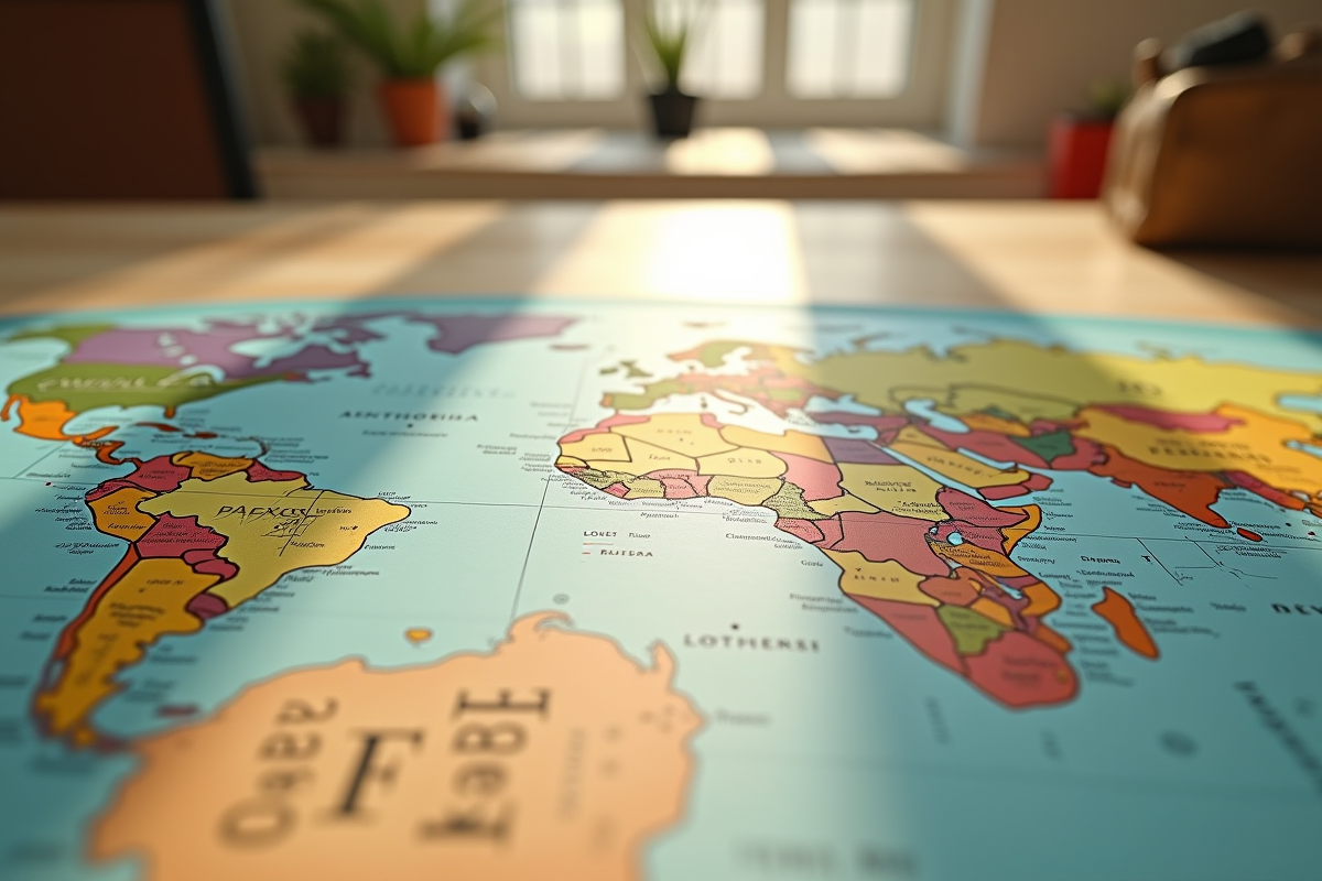 Carte du monde avec noms de pays commençant par F