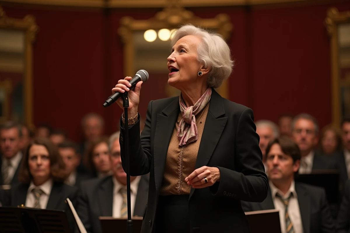 Chanteuse française en scène passionnée lors d