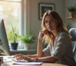 Femme confiante travaillant dans un bureau moderne