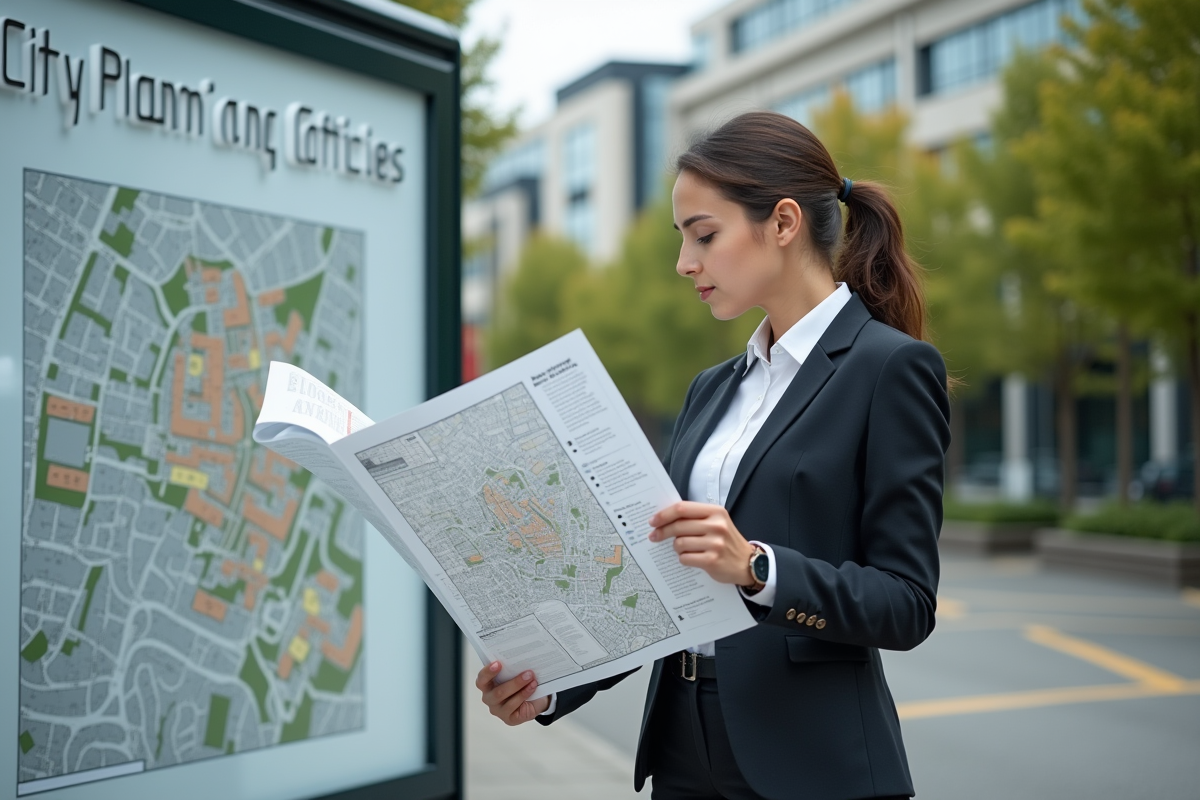 Jeune femme analysant une carte d