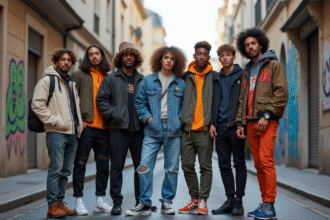 Groupe de jeunes en streetwear dans une rue parisienne